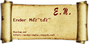 Ender Máté névjegykártya
